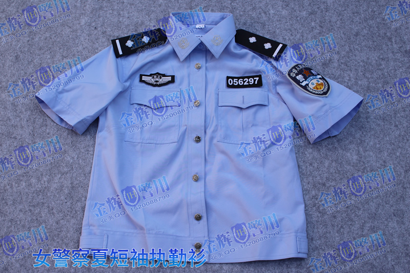 女式夏短袖执勤衫,警用女警服,女警察制服,女公安服装,高支棉经纱短袖